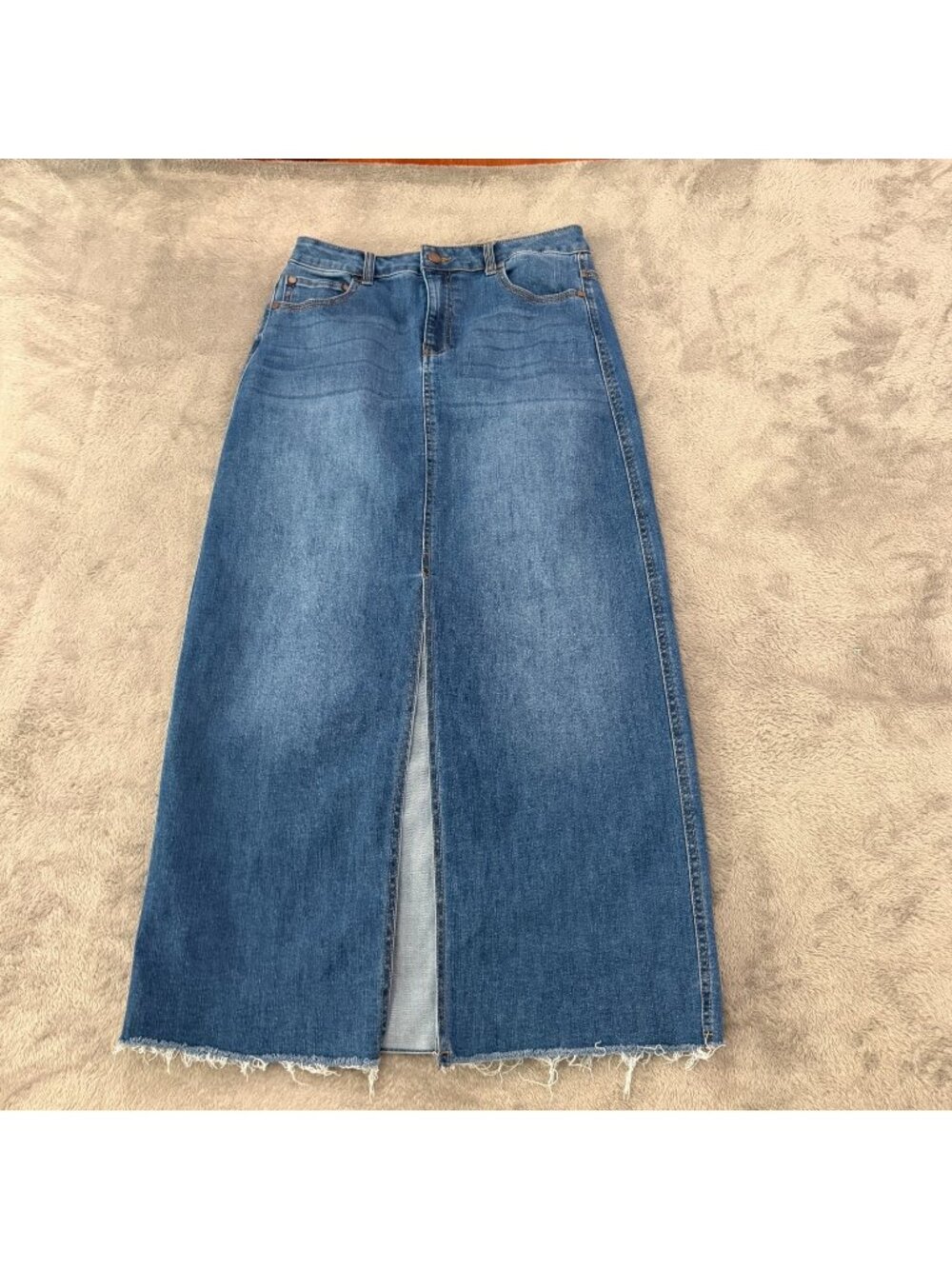 Oat New York Jeans Denim Maxi Skirt 4 27 Slit Front